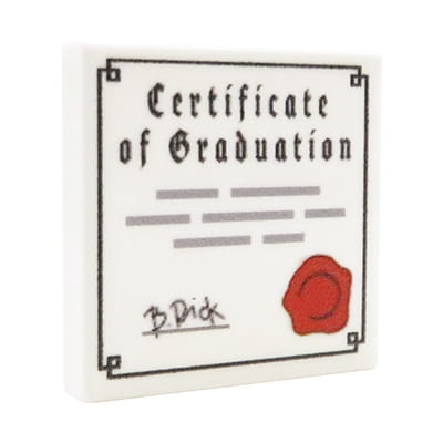 NAH Customs - Diploma certificate award document custom printed on 2x2 LEGO tile
