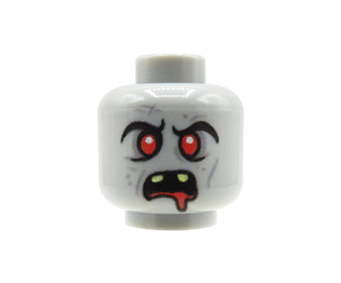 NAH Customs - Evil zombie head furious undead expression custom printed on authentic LEGO minifigure piece