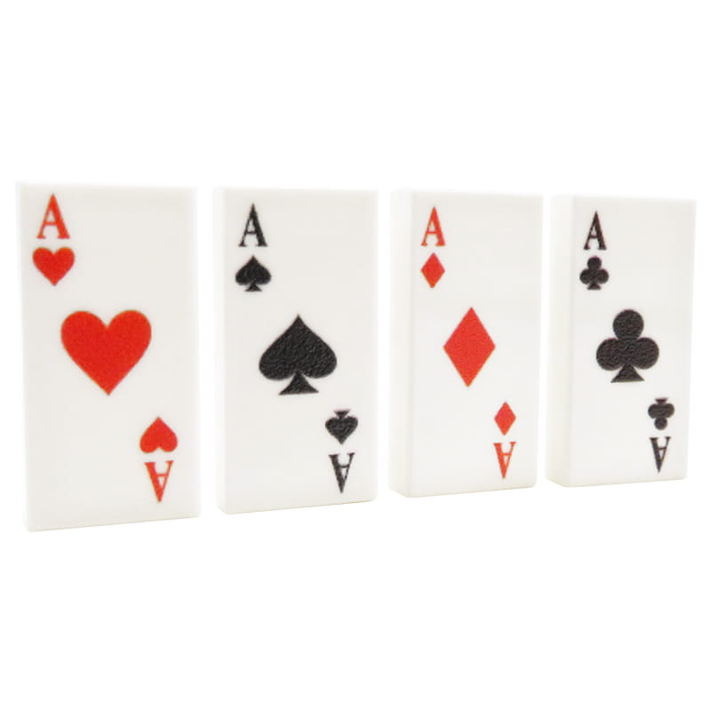 NAH Customs - Four aces poker playing cards set custom printed on 1x2 LEGO tiles