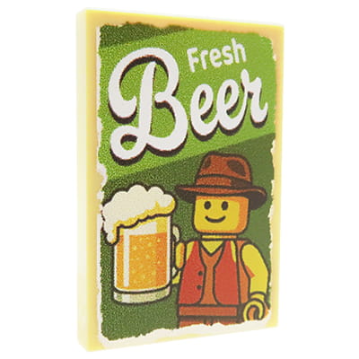 NAH Customs - Fresh beer pub poster advertisement custom printed on 2x3 LEGO tile