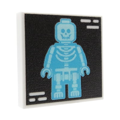 NAH Customs - Full body X-ray scan showing complete minifigure skeleton custom printed on 2x2 LEGO tile
