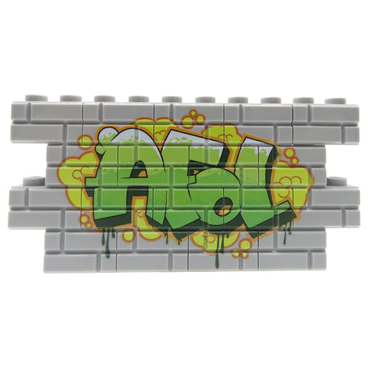 NAH Customs - Green graffiti AFOL street art style custom printed design on authentic LEGO bricks pack