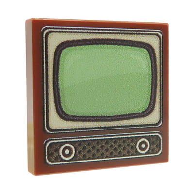 NAH Customs - Retro vintage television TV custom printed on 2x2 LEGO tile