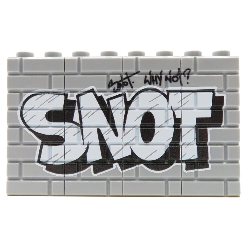 NAH Customs - White street art graffiti custom printed on LEGO SNOT bricks