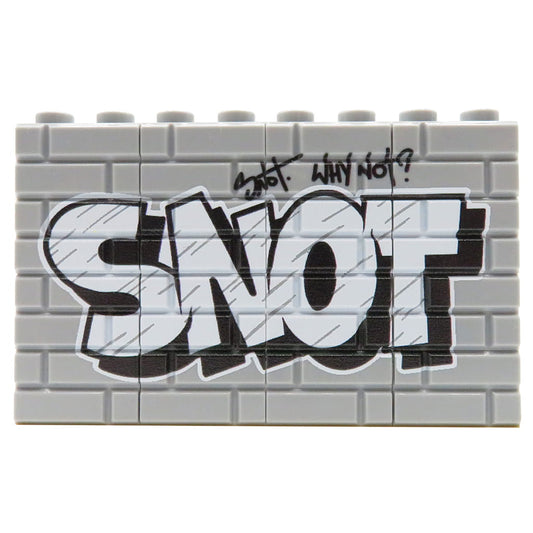 NAH Customs - White street art graffiti custom printed on LEGO SNOT bricks