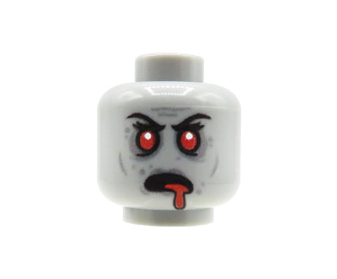 NAH Customs - Angry zombie woman head aggressive expression custom printed on authentic LEGO minifigure piece